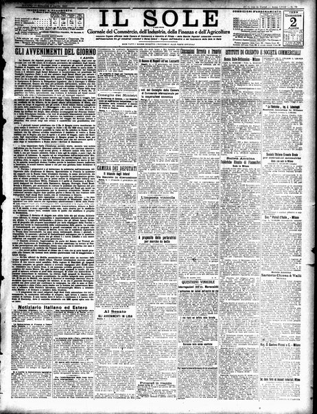Il sole : giornale commerciale, agricolo, industriale... : organo ufficiale della Camera di commercio e industria di Milano ...