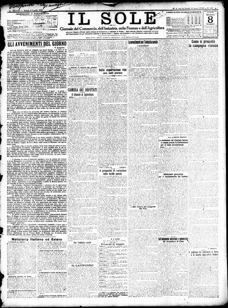 Il sole : giornale commerciale, agricolo, industriale... : organo ufficiale della Camera di commercio e industria di Milano ...