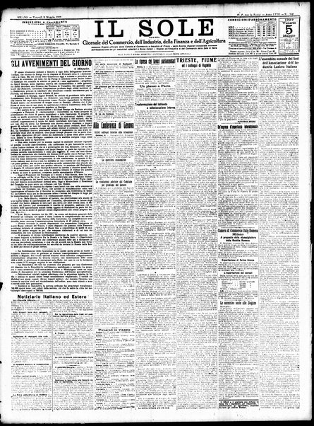 Il sole : giornale commerciale, agricolo, industriale... : organo ufficiale della Camera di commercio e industria di Milano ...