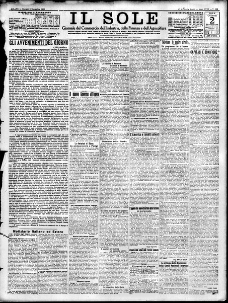 Il sole : giornale commerciale, agricolo, industriale... : organo ufficiale della Camera di commercio e industria di Milano ...