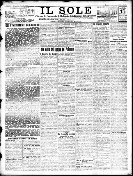 Il sole : giornale commerciale, agricolo, industriale... : organo ufficiale della Camera di commercio e industria di Milano ...