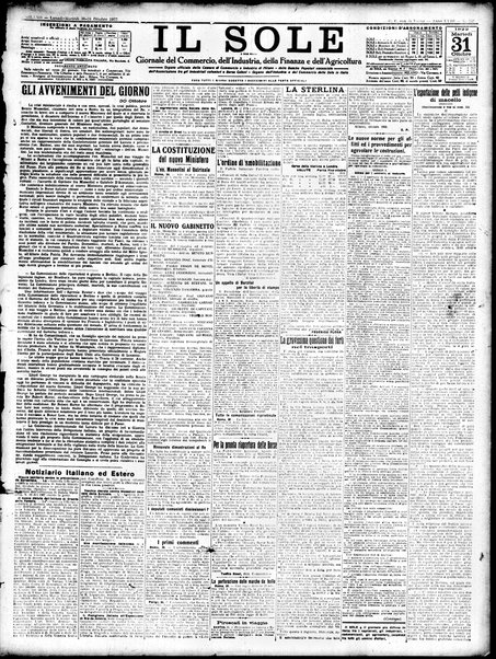 Il sole : giornale commerciale, agricolo, industriale... : organo ufficiale della Camera di commercio e industria di Milano ...