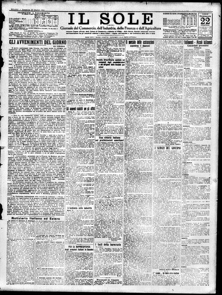 Il sole : giornale commerciale, agricolo, industriale... : organo ufficiale della Camera di commercio e industria di Milano ...