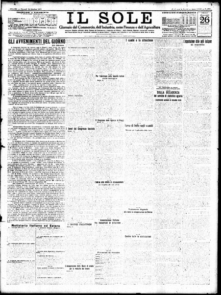 Il sole : giornale commerciale, agricolo, industriale... : organo ufficiale della Camera di commercio e industria di Milano ...