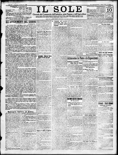 Il sole : giornale commerciale, agricolo, industriale... : organo ufficiale della Camera di commercio e industria di Milano ...