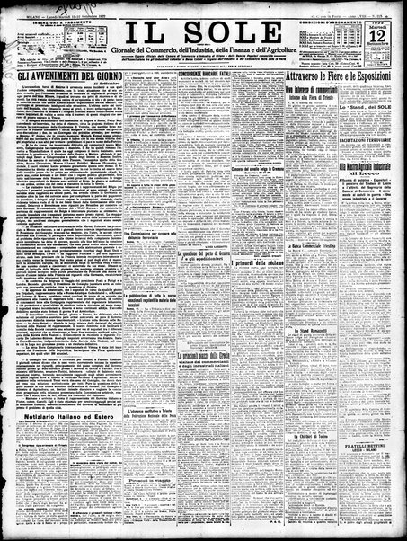 Il sole : giornale commerciale, agricolo, industriale... : organo ufficiale della Camera di commercio e industria di Milano ...