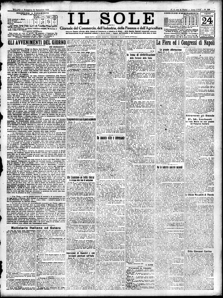 Il sole : giornale commerciale, agricolo, industriale... : organo ufficiale della Camera di commercio e industria di Milano ...