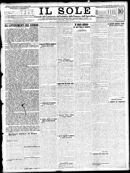 Il sole : giornale commerciale, agricolo, industriale... : organo ufficiale della Camera di commercio e industria di Milano ...