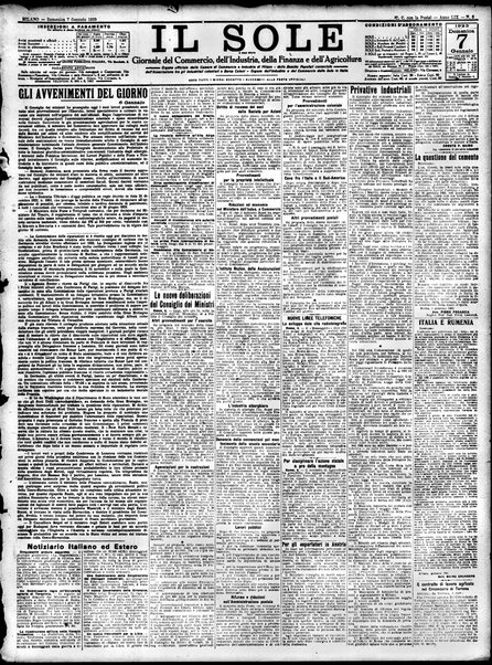 Il sole : giornale commerciale, agricolo, industriale... : organo ufficiale della Camera di commercio e industria di Milano ...