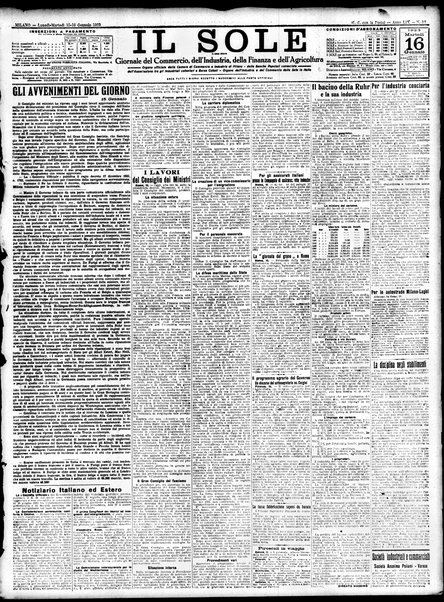 Il sole : giornale commerciale, agricolo, industriale... : organo ufficiale della Camera di commercio e industria di Milano ...