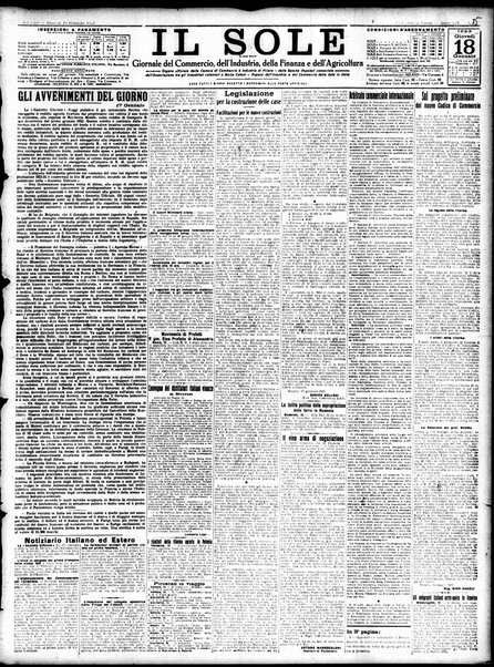 Il sole : giornale commerciale, agricolo, industriale... : organo ufficiale della Camera di commercio e industria di Milano ...