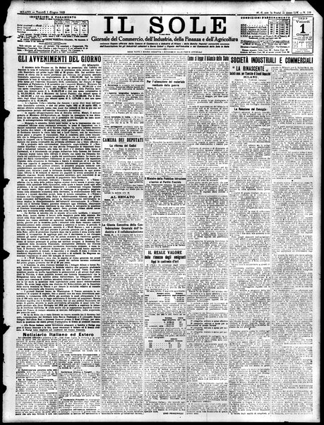 Il sole : giornale commerciale, agricolo, industriale... : organo ufficiale della Camera di commercio e industria di Milano ...