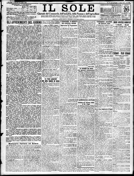 Il sole : giornale commerciale, agricolo, industriale... : organo ufficiale della Camera di commercio e industria di Milano ...