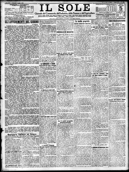 Il sole : giornale commerciale, agricolo, industriale... : organo ufficiale della Camera di commercio e industria di Milano ...