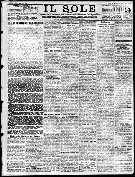Il sole : giornale commerciale, agricolo, industriale... : organo ufficiale della Camera di commercio e industria di Milano ...