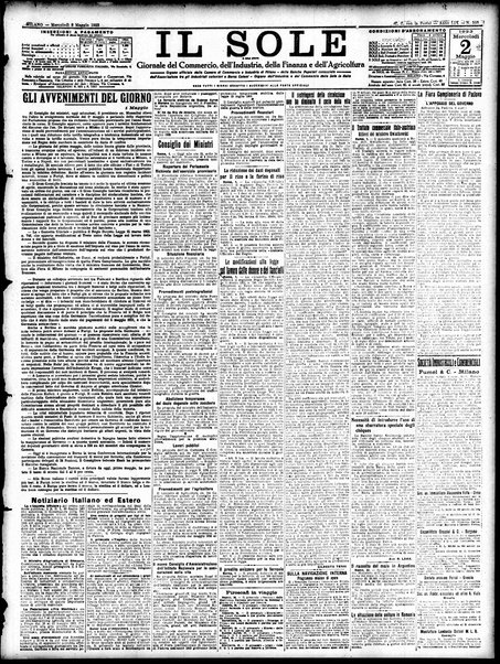 Il sole : giornale commerciale, agricolo, industriale... : organo ufficiale della Camera di commercio e industria di Milano ...