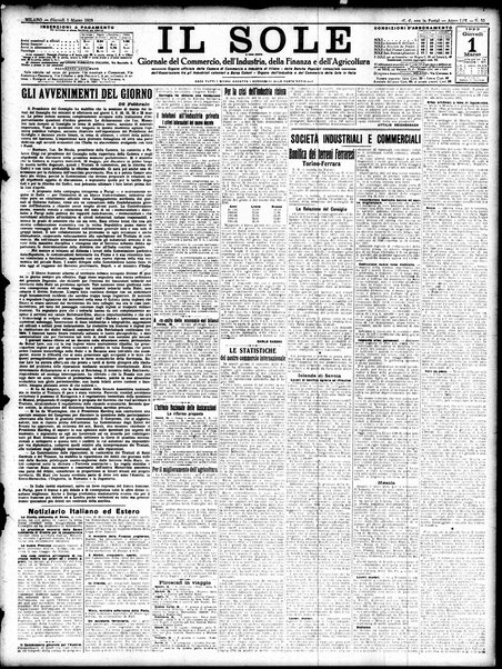 Il sole : giornale commerciale, agricolo, industriale... : organo ufficiale della Camera di commercio e industria di Milano ...