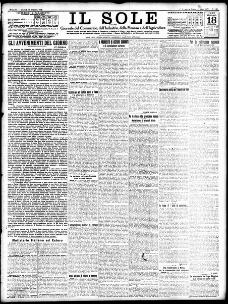 Il sole : giornale commerciale, agricolo, industriale... : organo ufficiale della Camera di commercio e industria di Milano ...
