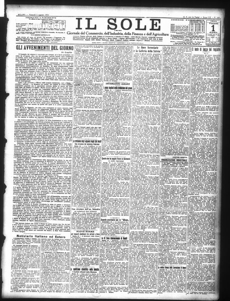 Il sole : giornale commerciale, agricolo, industriale... : organo ufficiale della Camera di commercio e industria di Milano ...