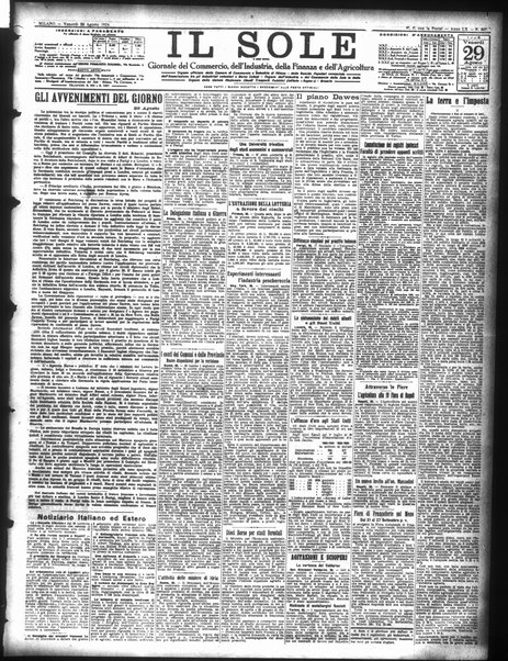 Il sole : giornale commerciale, agricolo, industriale... : organo ufficiale della Camera di commercio e industria di Milano ...