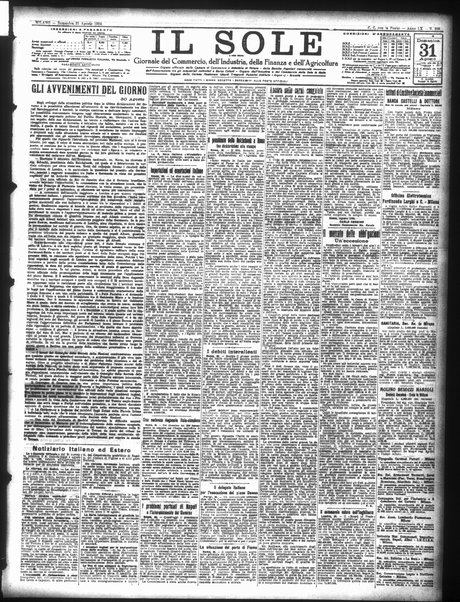 Il sole : giornale commerciale, agricolo, industriale... : organo ufficiale della Camera di commercio e industria di Milano ...