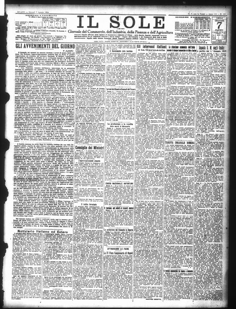 Il sole : giornale commerciale, agricolo, industriale... : organo ufficiale della Camera di commercio e industria di Milano ...