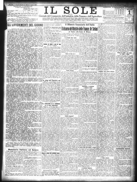 Il sole : giornale commerciale, agricolo, industriale... : organo ufficiale della Camera di commercio e industria di Milano ...