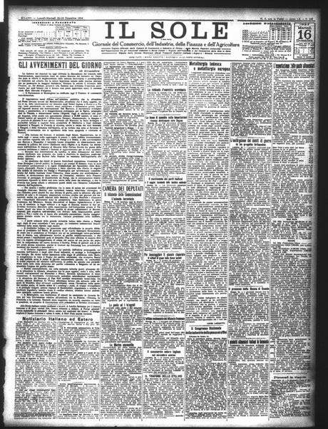 Il sole : giornale commerciale, agricolo, industriale... : organo ufficiale della Camera di commercio e industria di Milano ...