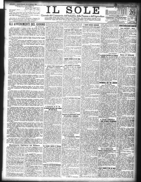 Il sole : giornale commerciale, agricolo, industriale... : organo ufficiale della Camera di commercio e industria di Milano ...