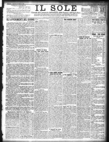 Il sole : giornale commerciale, agricolo, industriale... : organo ufficiale della Camera di commercio e industria di Milano ...