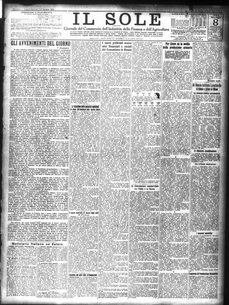 Il sole : giornale commerciale, agricolo, industriale... : organo ufficiale della Camera di commercio e industria di Milano ...