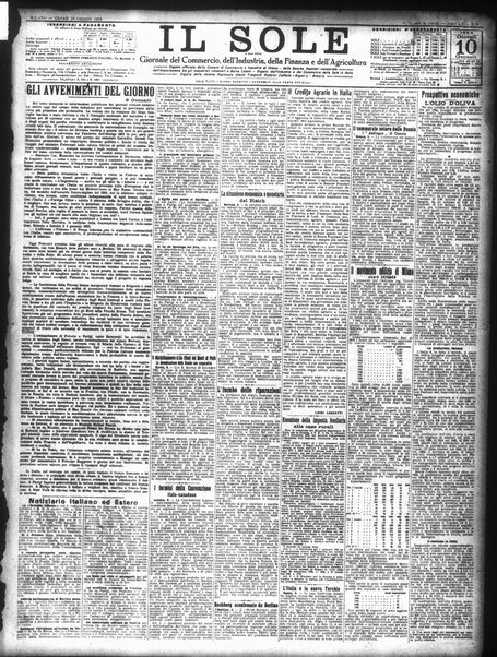 Il sole : giornale commerciale, agricolo, industriale... : organo ufficiale della Camera di commercio e industria di Milano ...
