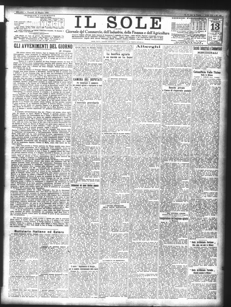 Il sole : giornale commerciale, agricolo, industriale... : organo ufficiale della Camera di commercio e industria di Milano ...