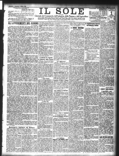 Il sole : giornale commerciale, agricolo, industriale... : organo ufficiale della Camera di commercio e industria di Milano ...