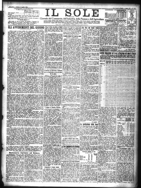 Il sole : giornale commerciale, agricolo, industriale... : organo ufficiale della Camera di commercio e industria di Milano ...