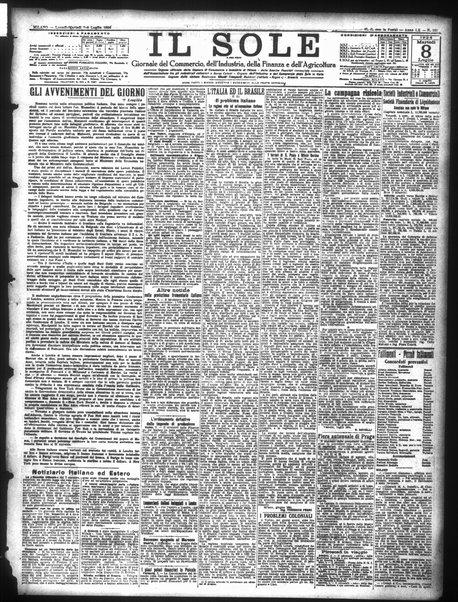 Il sole : giornale commerciale, agricolo, industriale... : organo ufficiale della Camera di commercio e industria di Milano ...