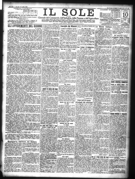 Il sole : giornale commerciale, agricolo, industriale... : organo ufficiale della Camera di commercio e industria di Milano ...