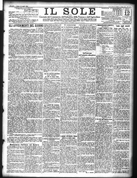 Il sole : giornale commerciale, agricolo, industriale... : organo ufficiale della Camera di commercio e industria di Milano ...