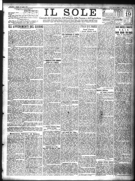Il sole : giornale commerciale, agricolo, industriale... : organo ufficiale della Camera di commercio e industria di Milano ...