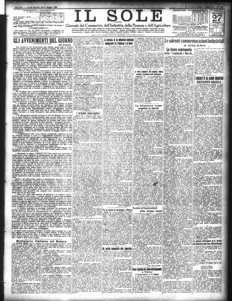 Il sole : giornale commerciale, agricolo, industriale... : organo ufficiale della Camera di commercio e industria di Milano ...