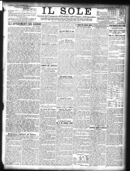 Il sole : giornale commerciale, agricolo, industriale... : organo ufficiale della Camera di commercio e industria di Milano ...