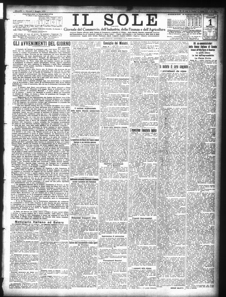 Il sole : giornale commerciale, agricolo, industriale... : organo ufficiale della Camera di commercio e industria di Milano ...