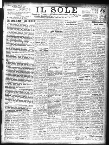 Il sole : giornale commerciale, agricolo, industriale... : organo ufficiale della Camera di commercio e industria di Milano ...