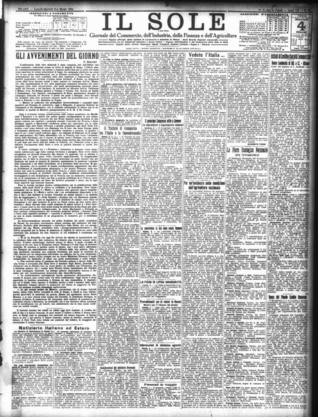 Il sole : giornale commerciale, agricolo, industriale... : organo ufficiale della Camera di commercio e industria di Milano ...