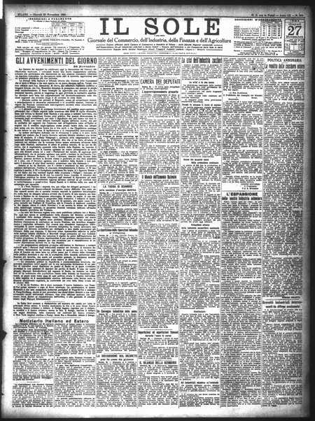 Il sole : giornale commerciale, agricolo, industriale... : organo ufficiale della Camera di commercio e industria di Milano ...