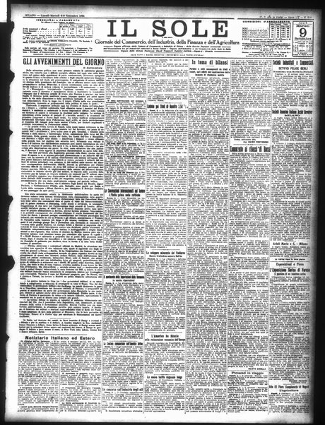 Il sole : giornale commerciale, agricolo, industriale... : organo ufficiale della Camera di commercio e industria di Milano ...