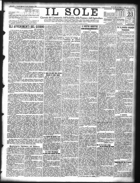 Il sole : giornale commerciale, agricolo, industriale... : organo ufficiale della Camera di commercio e industria di Milano ...