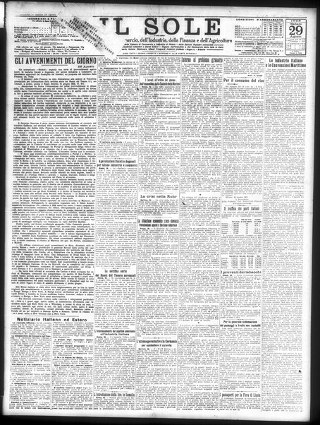 Il sole : giornale commerciale, agricolo, industriale... : organo ufficiale della Camera di commercio e industria di Milano ...