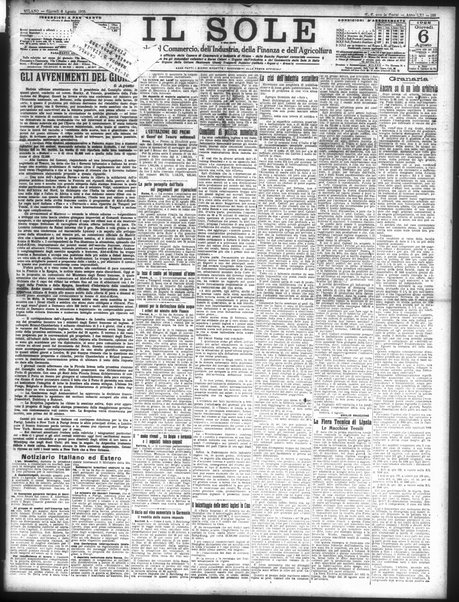Il sole : giornale commerciale, agricolo, industriale... : organo ufficiale della Camera di commercio e industria di Milano ...