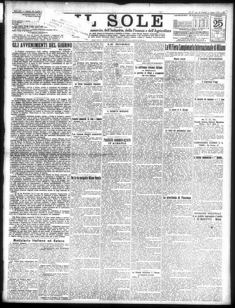Il sole : giornale commerciale, agricolo, industriale... : organo ufficiale della Camera di commercio e industria di Milano ...